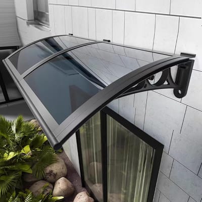 Deurluifel Polycarbonaat - Overkapping Huisdeur - Bescherming Buiten - 2.5mm Dik Paneel - 60x200cm - Donkergrijs Zwart