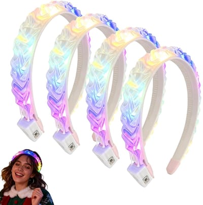 Ynkkvre - Haaraccessoires - LED haarbanden set van 4 - lichtgevend gevlochten ontwerp - voor feest, festival, carnaval en bruiloft