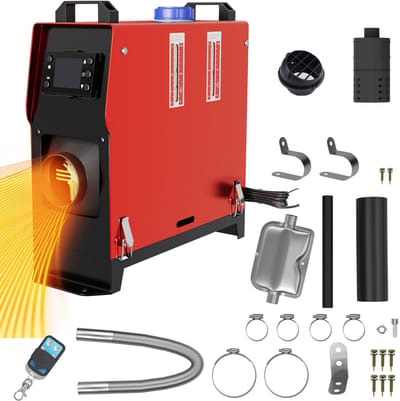 12V diesel standkachel 8kW diesel luchtverwarming met afstandsbediening, LCD-monitor en geluiddemper voor auto, vrachtwagen, camper, motorhome, boot, bus type D