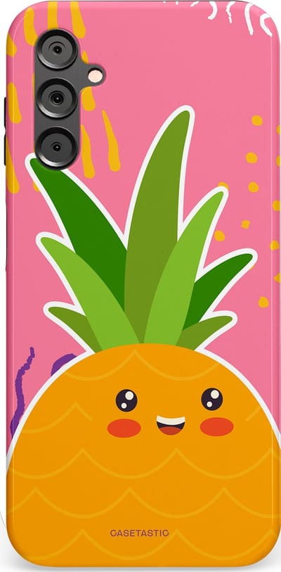 Casetastic Hoesje Geschikt voor Samsung A14 (5G/4G) - Stijlvolle Beschermende Duo-layer Case - Zoete Ananasdroom