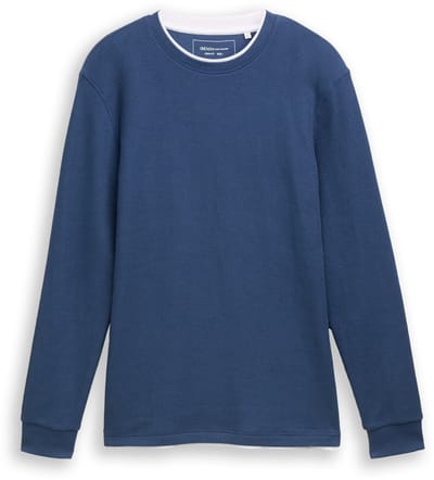 Tom Tailor Denim - Shirt met lange mouwen in 2-in-1-look - Maat S - Ocean Night Blue
