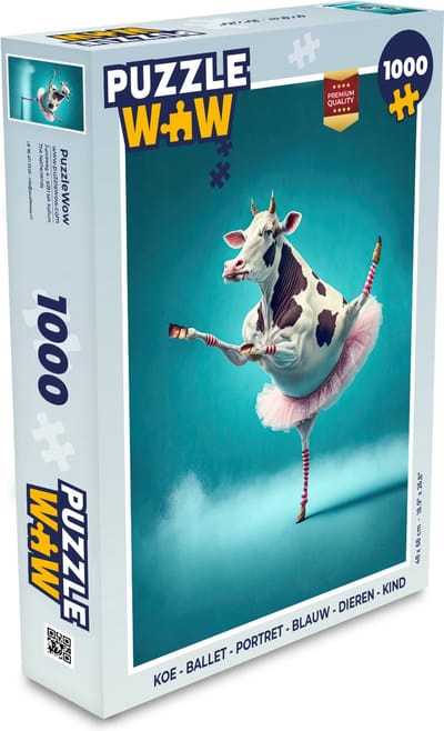 Puzzel Koe - Ballet - Portret - Blauw - Dieren - Kind - Legpuzzel - Puzzel 1000 stukjes volwassenen