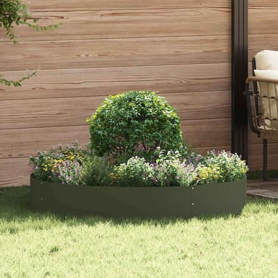 vidaXL - Tuin - Plantpot - Olijfgroen - 120 - x - 120 - x - 20 - cm - Staal