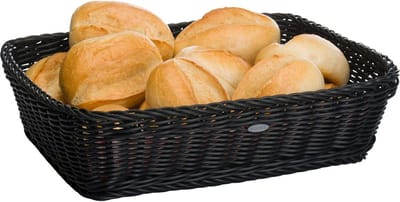 Multifunctionele mand - Opbergmand serveerschaal - Brood serveren - Vaatwasserbestendig - 37 x 30 x 9 cm - Zwart