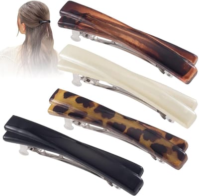 Dailygoods- Haarspelden 4 stuks - Franse Haarspelden - Dunne Haarspelden - Glanzende Haaraccessoire - Schildpadpatroon - 6,5 x 1,2 cm - Haarclips