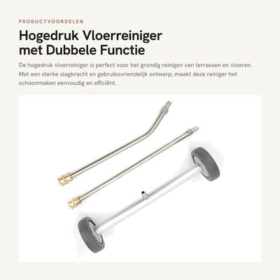 Dailygoods- Hogedrukreiniger met dubbele functie - Terrasreiniger - Waterbezemreiniger - 4000 psi - Robuuste kunststof behuizing - Eenvoudige installatie - Waterbezem
