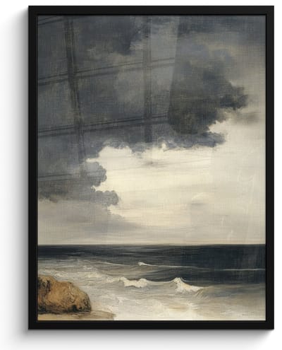 Poster in lijst - Fotolijst 50x70 cm - Posters - Kust - Golven - Rots - Storm - Posterlijst zwart - Decoratie - Wanddecoratie woonkamer - Muurdecoratie slaapkamer