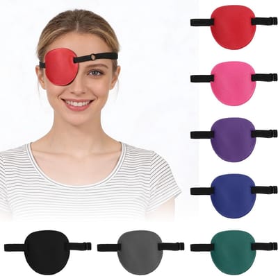 Kleurrijke verstelbare ooglapjes voor volwassenen en kinderen, comfortabele oogpatches voor rollenspellen en visuele ondersteuning (7 stuks)