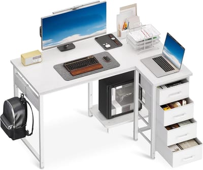 PromoHome L-vormig hoekbureau met opberglades - Ruimtebesparend werkstation voor kantoor