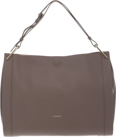 COCCINELLE Leren Schoudertas Wallace Shoulderbag Double Grainy Leather Warm Taupe / Rosette