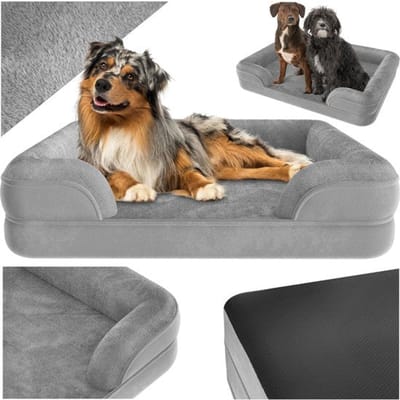 tectake® hondenbed - Orthopedisch Hondenkussen - kussen voor grote en middelgrote honden - donzig en wasbaar - hondenmand met traagschuim - hondenbox - hondenligstoel - hondenmand - hondenkussen L (94 x 72 x 18 cm))