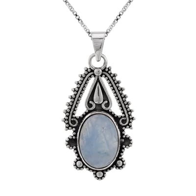 WeLoveSilver - zilveren ketting met hanger - ovale maansteen - 45 cm