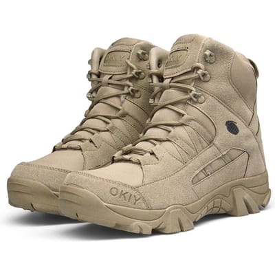 Nouvelles Chaussures d'Hiver Militaires Tactiques pour Homme Bottes Confortables en Cuir Spécial Désert Combat Bottines Armée Chaussures pour Homme 41 sable