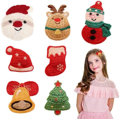 Dailygoods- Haarclips 7 Stuks - Kerst Haaraccessoires - Geweven Haarspeldjes - Sneeuwpop/Rendier - Feestelijke Haaraccessoires - Lichtgewicht en Comfortabel