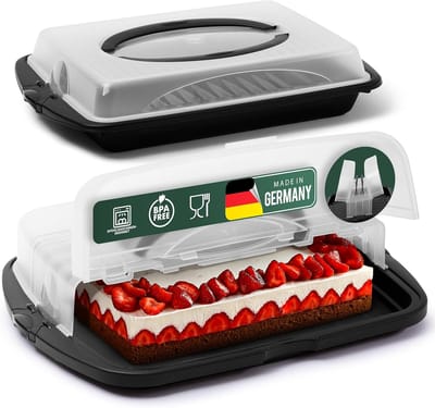 Novaliv taarttransportdoos set van 2 rechthoekige opbergdozen met deksel taartdessert, feestdoos container taarttransportdoos taartcontainer transportcontainer doosdeksel feestset
