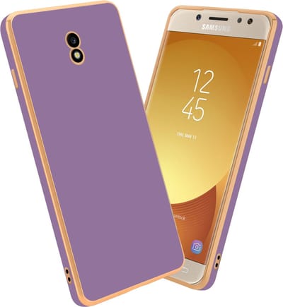 Cadorabo Hoesje geschikt voor Samsung Galaxy J3 2017 in Glossy Paars - Goud - Beschermhoes Case Cover van flexibel TPU-silicone en met camerabescherming