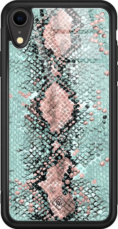 Casimoda® hoesje - Geschikt voor iPhone XR - Baby Snake - Luxe Hard Case Zwart - Backcover telefoonhoesje - Mint