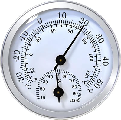 Mini-autothermometer, mechanische analoge thermometer, vrachtwagenthermometer met zelfklevende sticker, Geschikt voor de automobiel-, meteorologische en agrarische industrie (zilver).