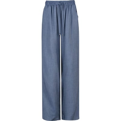 Blauwe denim broek met wijde pijpen