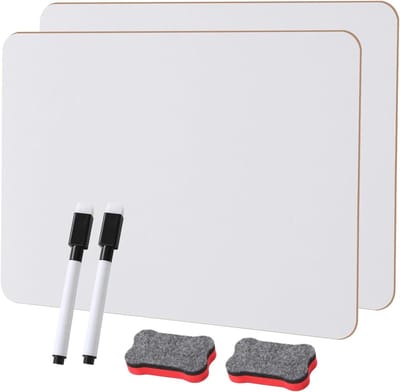 Mini whiteboardset - dubbelzijdig - 2 stuks - 20 x 29 cm - draagbaar