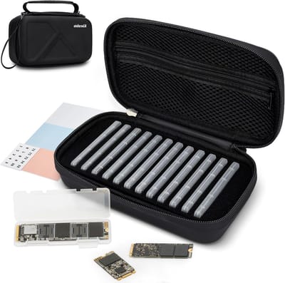 M.2 SSD Houder met 12 Heldere NVMe Cases voor 2280/2260/2242/2230 SSD's, Waterdicht en Schokbestendig, Ideaal voor Opslag en Bescherming