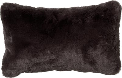 Dutch Decor ZAYA - Kussenhoes 30x50 cm - bontlook - effen kleur - Raven - zwart - met rits - zonder binnenkussen