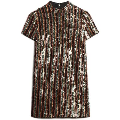 Superdry - Mini T-shirtjurk met pailletten - Dames - Jurken