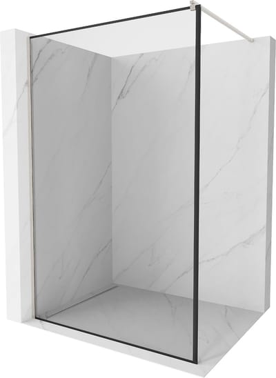 Mexen Kioto douchewand Walk-in 50 x 200 , zwart frame 8 mm, geborsteld nikkel - 800-050-101-97-70