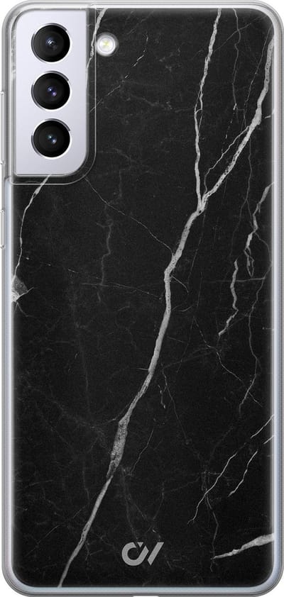 Hoesje geschikt voor Samsung Galaxy S21 hoesje - Marble Noir - - Zwart - - Casevibes