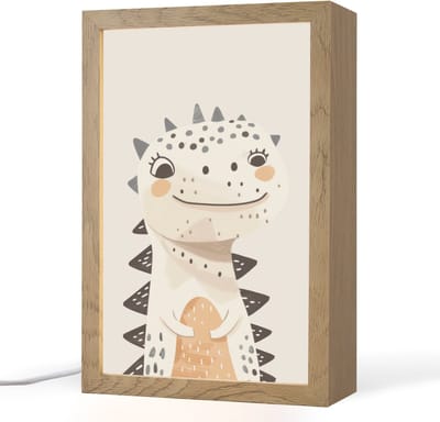 Nachtlampje 20x30 cm - Kinder lampje - Dinosaurus - Pastel kleuren - Tafellamp kinderkamer - Slaapkamer lamp - Bedlamp kinderen - Kinderlampje stopcontact - Wandlamp babykamer - Nachtlampjes