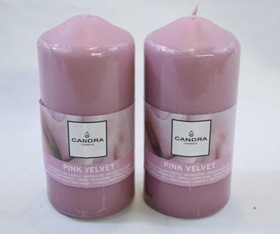 Candra - 2 stuks - Geurkaars - kaars - Pink Velvet - 46 branduur per kaars - heerlijk geurend - stompkaars - roze