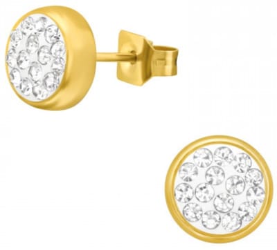 CS Joy - oorbellen - Chirurgisch staal - 7.5 mm - oorknoppen - kristal - ip/ pvd gold plated