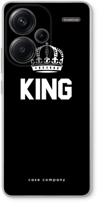 Case Company® - Hoesje geschikt voor Xiaomi Redmi Note 13 Pro plus hoesje - King zwart - Soft Cover Telefoonhoesje - Bescherming aan alle Kanten en Schermrand
