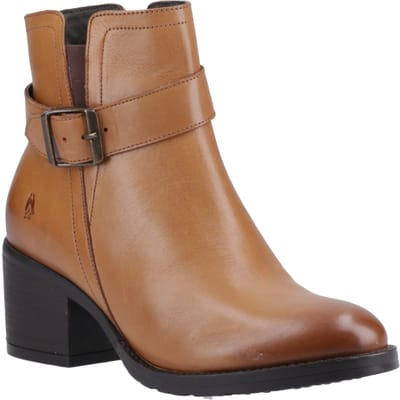 Hush Puppies Hensley Leren Tan Enkellaarzen Met Hoge Hak Voor Dames