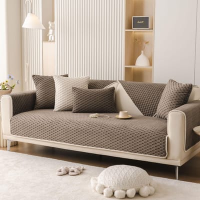 Nieuw crème wind herfst en winter warm honingraat fluweel bankkussen verdikt pluche kussen antislip machinewasbaar pluis 70x70cm