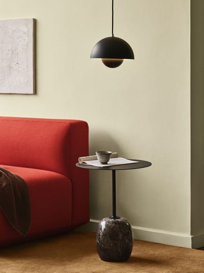 &Tradition - Lato Bijzettafel - Ø40 cm - Warm Black & Emparador Marble - zwart