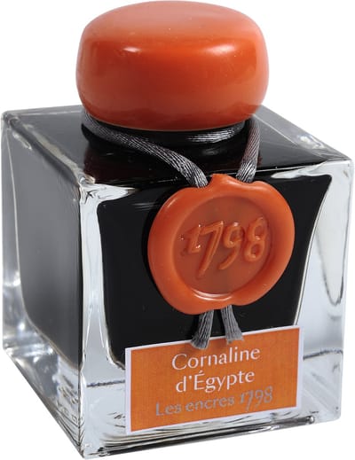 Jacques Herbin Vulpen inkt - Inkt 1798 - Cornaline d'Egypte - 50 ml - Oranje - zilveren glitters