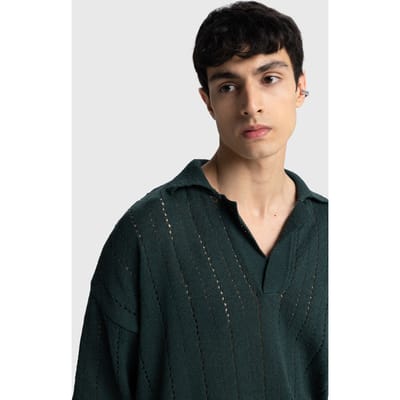 Heren Relaxed Katoenen Textuur Polo T-Shirt