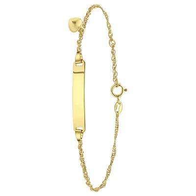 Lucardi Meisjes Armbandje met hanger met plating - Hart - Cadeau - Echt Zilver - Goudkleurig