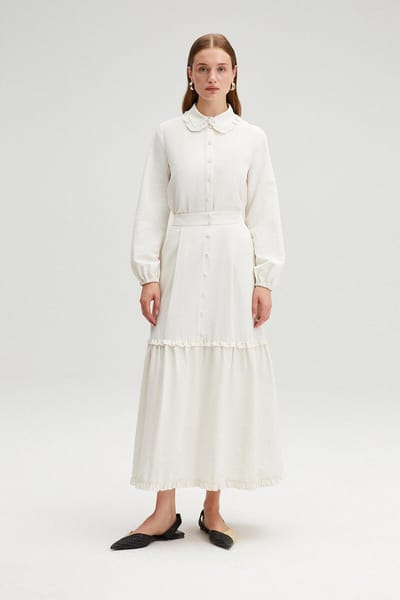 Touché Privé - High waist rok met ruches - Naturel - Dames