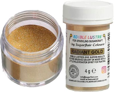 Sugarflair Eetbare Glanspoeder - Radiant Gold - 4g - Voedingskleurstof