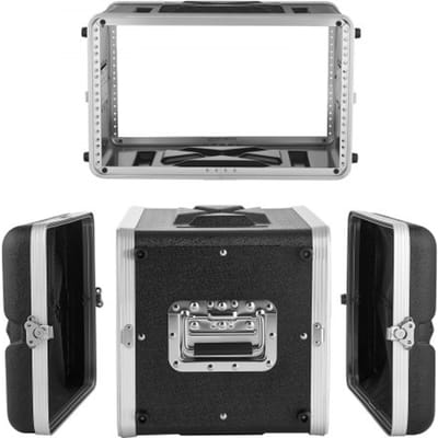 VEVOR 6U rackbehuizing, 31 cm diep, serverkast, 29 cm interne diepte, gemaakt van ABS-kunststof, verzonken draaisluitingen, verwijderbare voor- en achterpanelen, voor versterkers, processors en controllers.