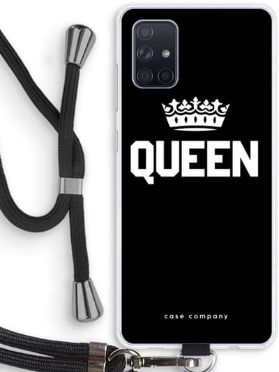 Case Company® - Hoesje met koord geschikt voor Samsung Galaxy A71 hoesje met Koord - Queen zwart - Telefoonhoesje met Zwart Koord - Bescherming aan alle Kanten en Over de Schermrand