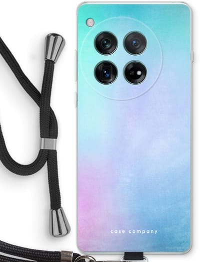 Case Company® - Hoesje met koord geschikt voor OnePlus 12r hoesje met Koord - Mist pastel - Telefoonhoesje met Zwart Koord - Bescherming aan alle Kanten en Over de Schermrand