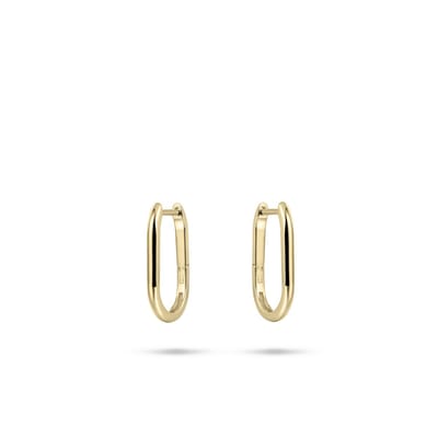 GISSER Jewels VGKCO1.5/18 - Oorbellen - Oorringen Paperclip met Scharnier Sluiting - Glad gepolijst - 1.5mm Breed - 18mmØ - 14 Karaat Geelgoud