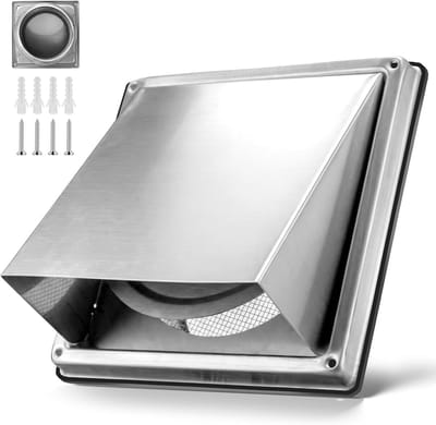 Ventilatierooster met Klep - Afvoerkap Ventilatie - Lucht Afvoeren - Insectenwerend Gaas - 150 mm - Zilverkleurig