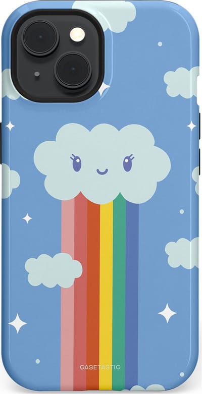 Casetastic Hoesje Geschikt voor Apple iPhone 15 Magsafe - Stijlvolle Beschermende Duo-layer Case - Regenboogwolkje