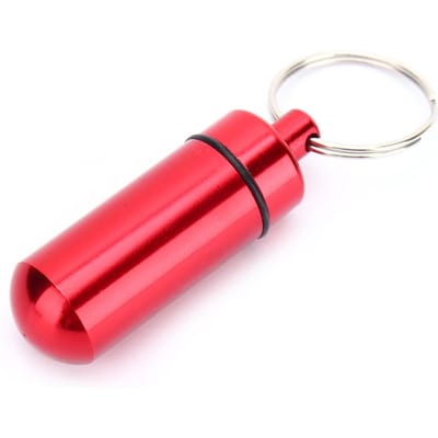 Draagbare Reis Pillendoos Waterdicht Mini Blauw Aluminium Sleutelhanger Tablet Pillen Opbergdoos Etui red