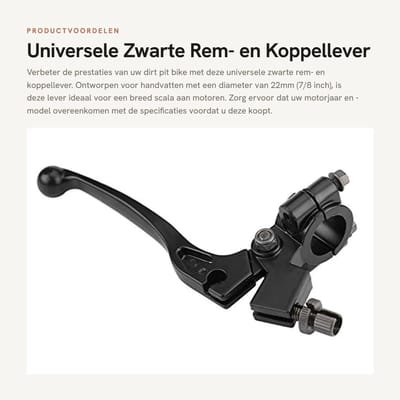 Dailygoods- Koppelinghevel Universeel - Aluminium - 22mm/7/8 inch - Vouwbaar - Geschikt voor Dirt Pit Bike - Duurzaam - Koppeling