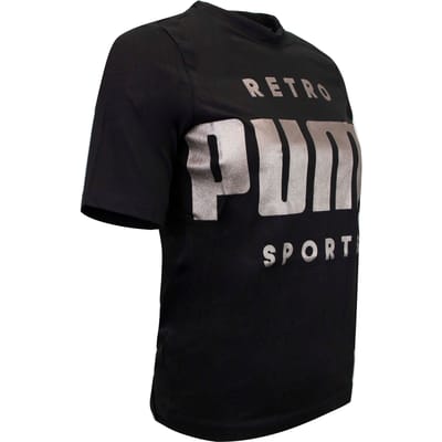 Puma Dames Retro Sport Grafisch T-shirt Logo Zwart Top577686 01